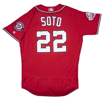 2018 Juan Soto Game Used Washington Nationals Jersey Photo Matched To 16 Games For 3 HRs (5 Total) Including 1st Career Home Run & 1st Hit (MLB Authenticated & Sports Investors Authentication)